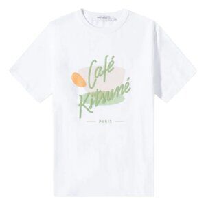 Maison Kitsunรฉ Cafe Kitsunรฉ Graphic Tee White Cotton Knitโ Crewneck XXL